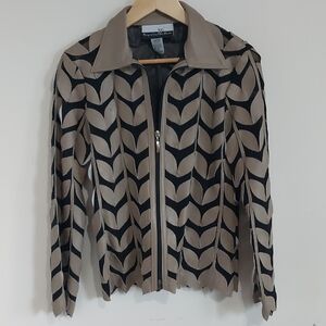 Unique Leather Studio Leather Leaf Mesh Zip Jacket